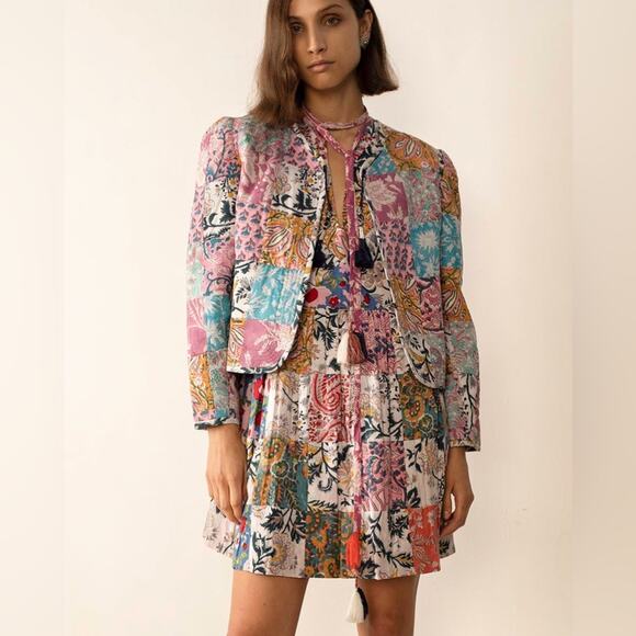 Alix of Bohemia Cotton Paisley Lola Patchwork Lightweight Quilted Jacket M - Picture 10 of 11